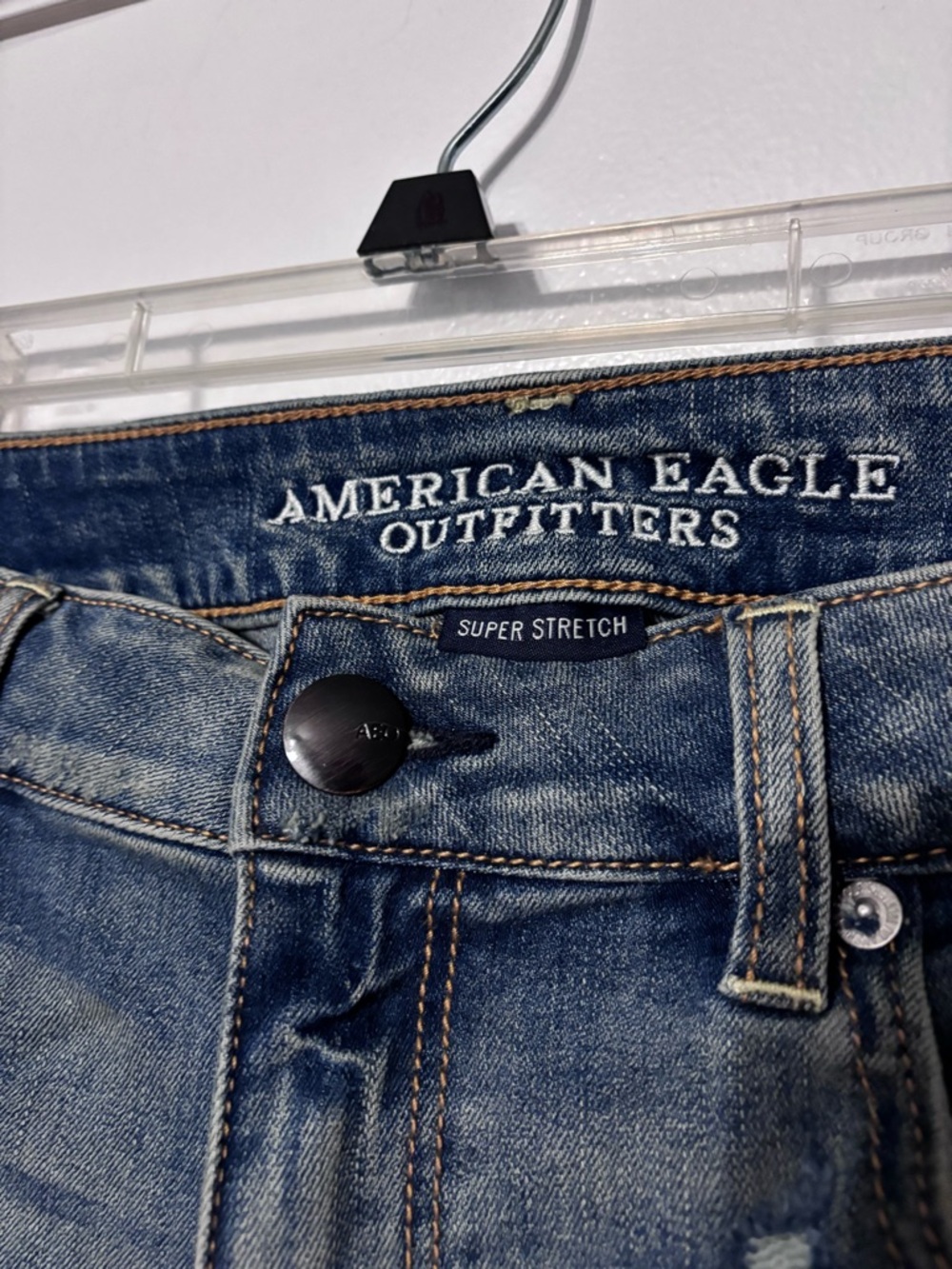American Eagle Distressed Denim Shorts Frayed Hem Y2K Festival
 US Size 10 - Picture 3 of 9